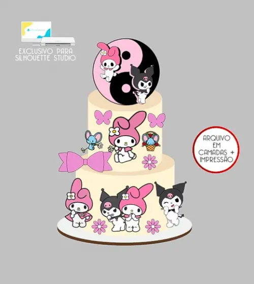 1826 - Arquivo Topo de Bolo My Melody e Kuromi