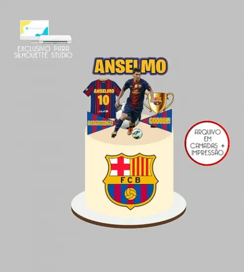 1831 - Arquivo Topo de Bolo Futebol Barcelona Messi