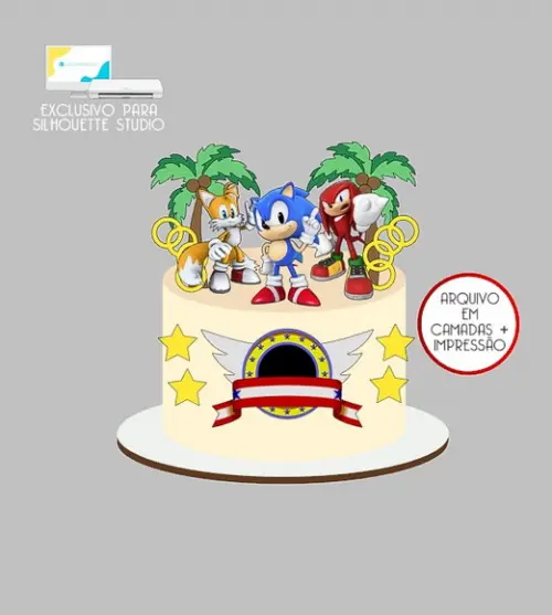 1828 - Arquivo Topo de Bolo Sonic