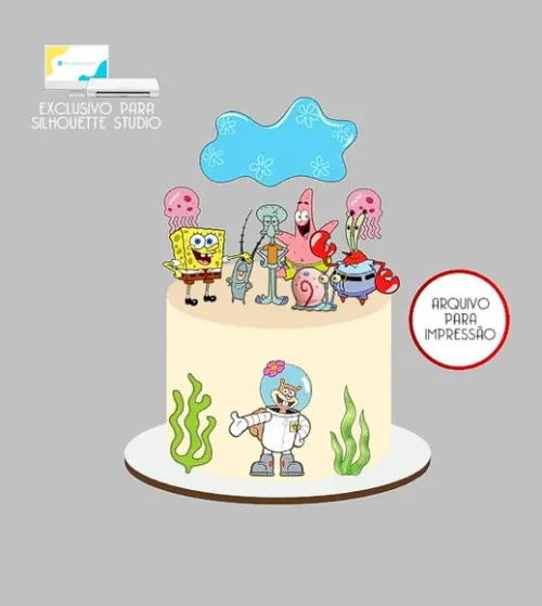 1833 - Arquivo Topo de Bolo Bob Esponja