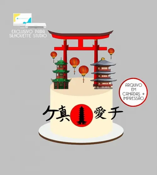 1827 - Arquivo Topo de Bolo Japão Oriental