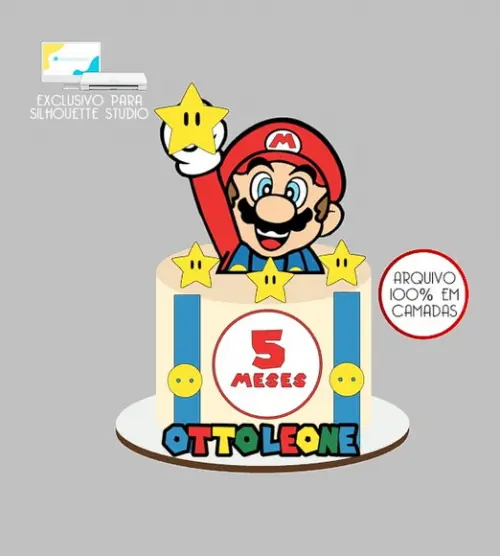 1839 - Arquivo Topo de Bolo Super Mario