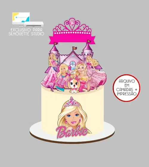 1860 - Arquivo Topo de Bolo Barbie Castelo