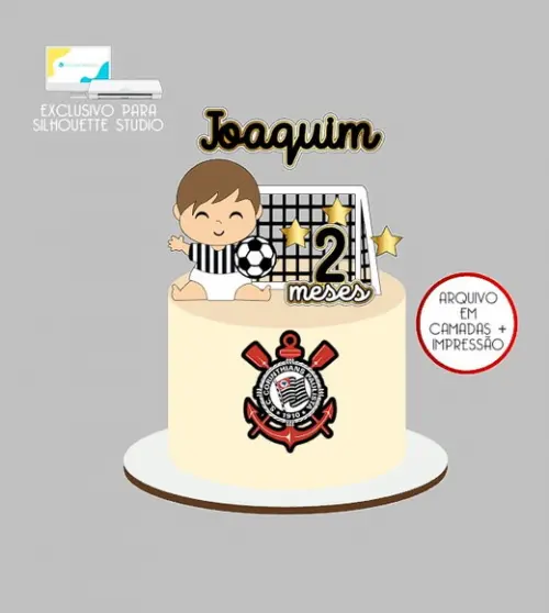 1864 - Arquivo Topo de Bolo Futebol Corinthians Menino Baby