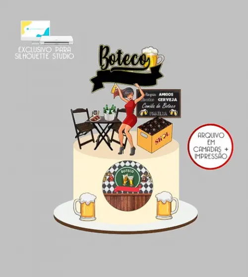 1875 - Arquivo Topo de Bolo Boteco Cerveja Skol