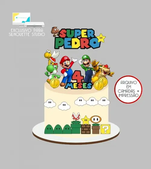 1884 - Arquivo Topo de Bolo Super Mario