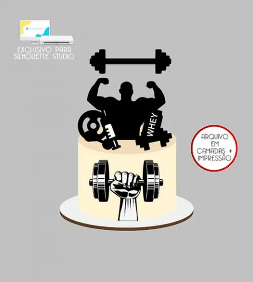 1895 - Arquivo Topo de Bolo Academia Fitness Homem