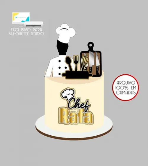 1912 - Arquivo Topo de Bolo Chef de Cozinha
