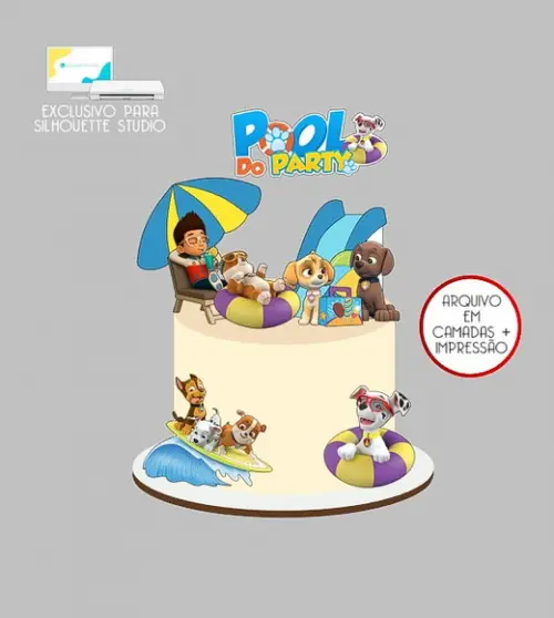 1919 - Arquivo Topo de Bolo Patrulha Canina Pool Party