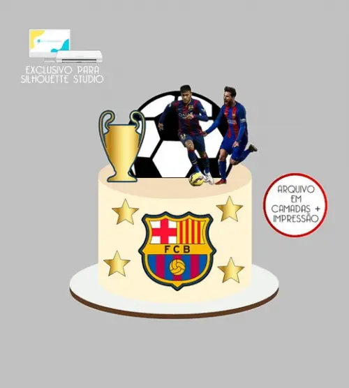 1948 - Arquivo Topo de Bolo Futebol Barcelona Messi Neymar