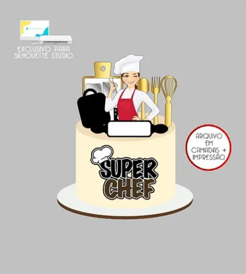1944 - Arquivo Topo de Bolo Chef de Cozinha Super Chef