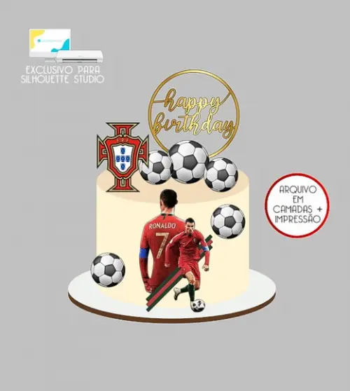 1987 - Arquivo Topo de Bolo Cristiano Ronaldo Cr7 Portugal