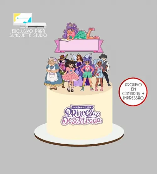 2018 - Arquivo Topo de Bolo Diário de Uma Princesa Desastrad