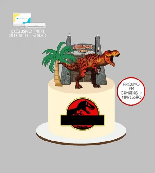 2025 - Arquivo Topo de Bolo Dinossauro Jurassic Park