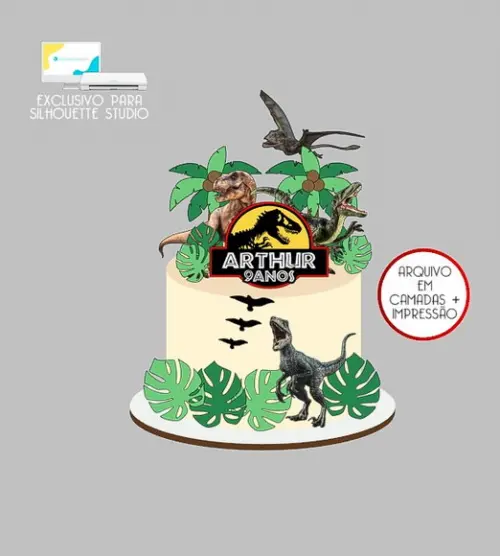 2031 - Arquivo Topo de Bolo Dinossauro Jurassic Park