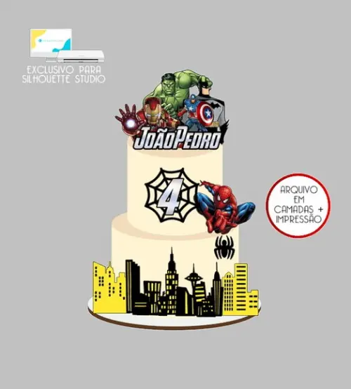 2037 - Arquivo Topo de Bolo Vingadores Super Heróis