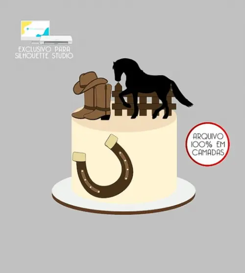 2039 - Arquivo Topo de Bolo Cavalo Fazenda