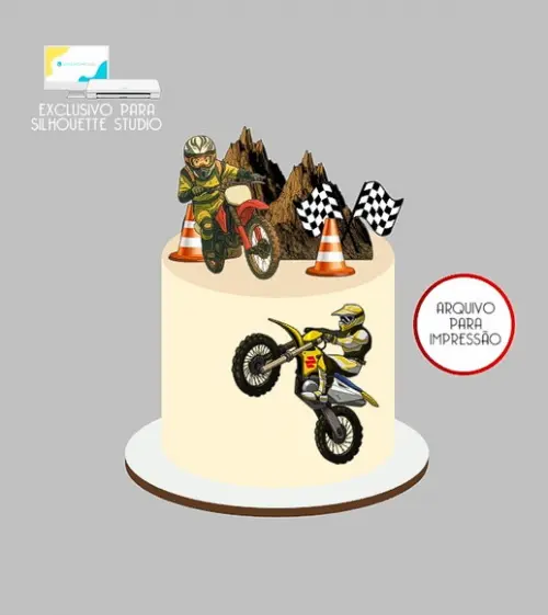 2045 - Arquivo Topo de Bolo Moto Motocross