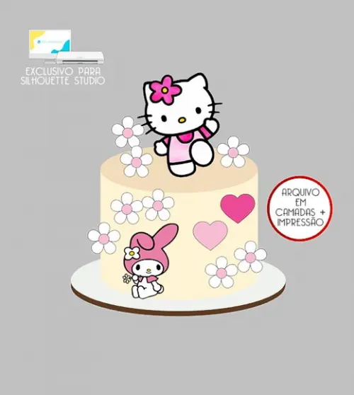 2055 - Arquivo Topo de Bolo Hello Kitty