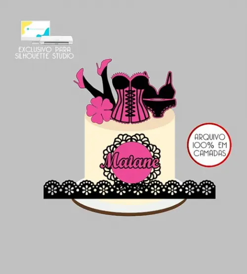 2048 - Arquivo Topo de Bolo Chá de Lingerie