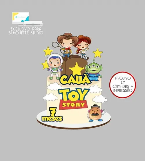2051 - Arquivo Topo de Bolo Toy Story Aquarela Baby