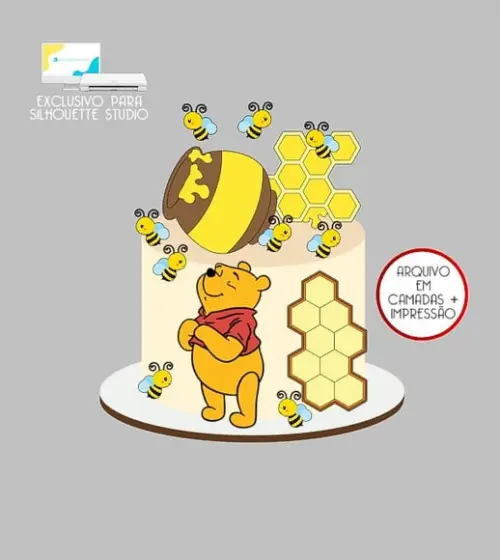 2050 - Arquivo Topo de Bolo Ursinho Pooh