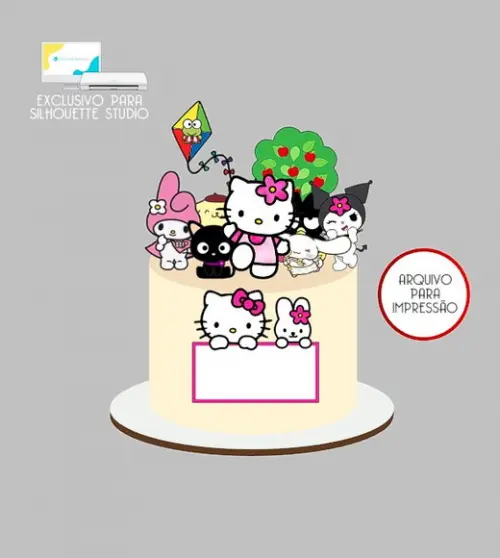 2056 - Arquivo Topo de Bolo Hello Kitty