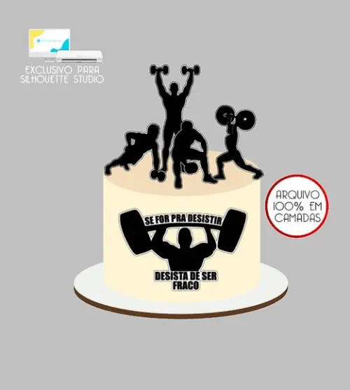 2058 - Arquivo Topo de Bolo Academia Fitness Homem