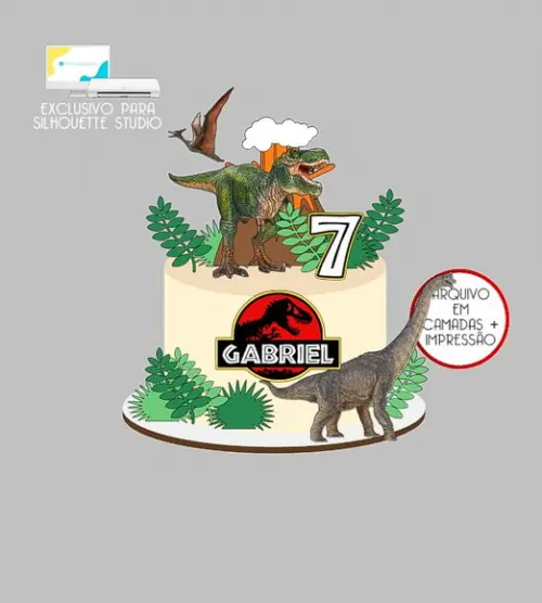 2070 - Arquivo Topo de Bolo Dinossauro Jurassic Park
