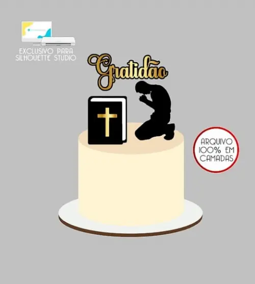 2083 - Arquivo Topo de Bolo Evangélico Homem Orando