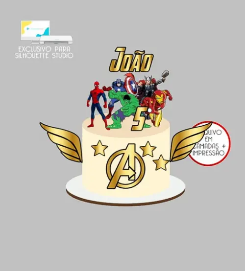 2077 - Arquivo Topo de Bolo Vingadores Super Heróis