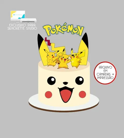 2085 - Arquivo Topo de Bolo Pikachu Pokémon