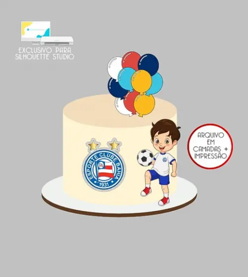 2109 - Arquivo Topo de Bolo Futebol Bahia Menino Jogador