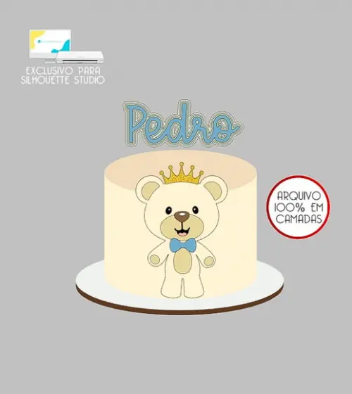 2107 - Arquivo Topo de Bolo Ursinho Realeza