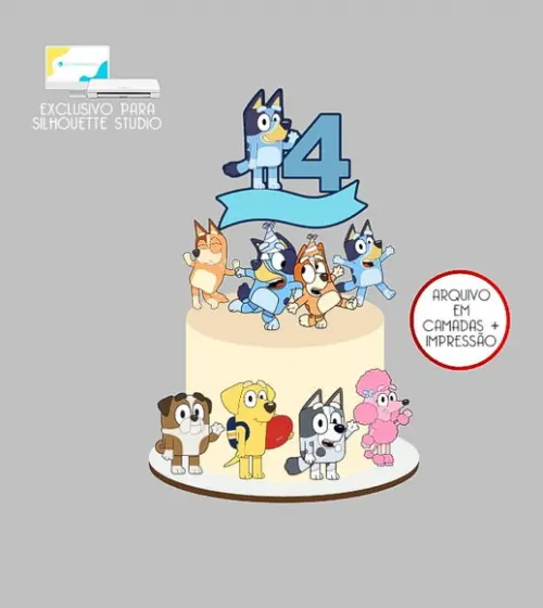 2128 - Arquivo Topo de Bolo Bluey