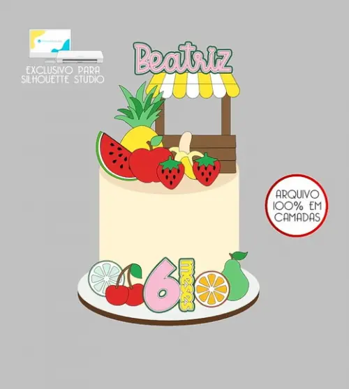 213 - Arquivo Topo de Bolo Frutinhas Frutas