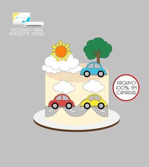 2153 - Arquivo Topo de Bolo Carrinhos