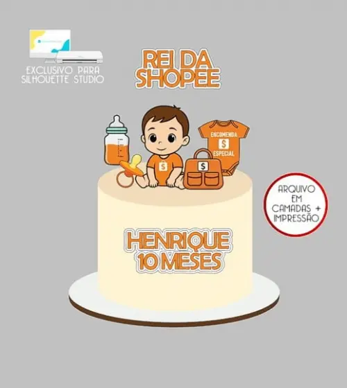 2166 - Arquivo Topo de Bolo Compras Shopee Menino Baby