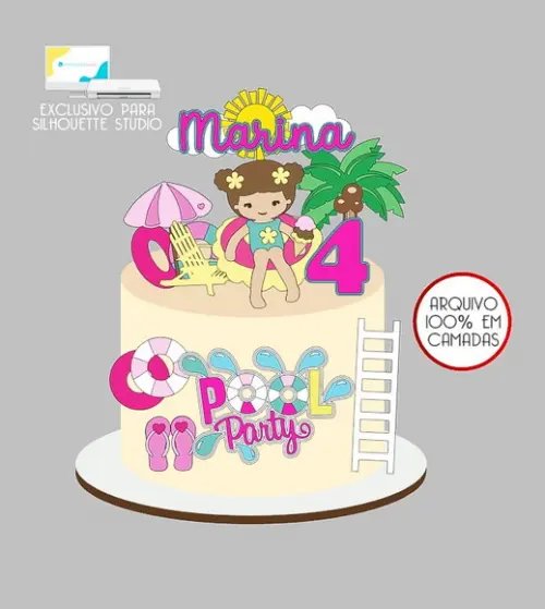 217 - Arquivo Topo de Bolo Praia Verão Menina