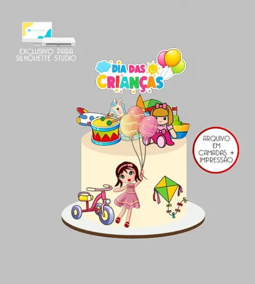 2170 - Arquivo Topo de Bolo Brinquedos Dia das Crianças