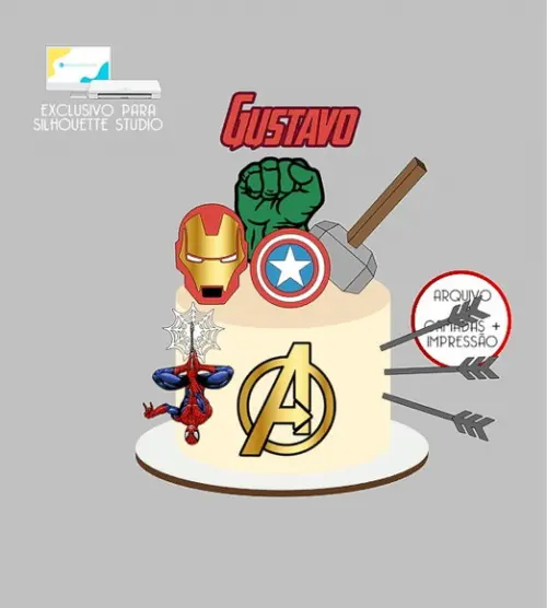 2171 - Arquivo Topo de Bolo Vingadores Super Heróis