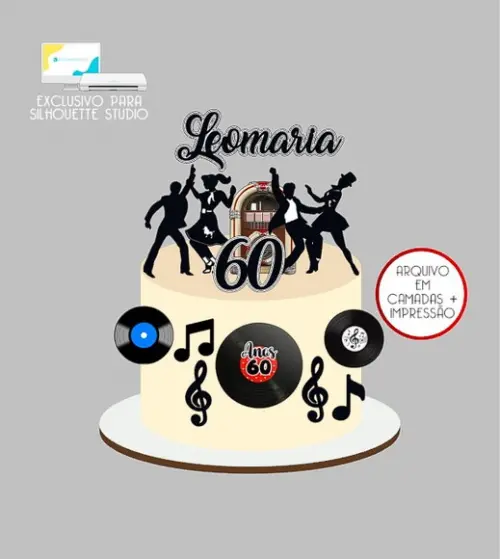 2190 - Arquivo Topo de Bolo Anos 80 Discoteca