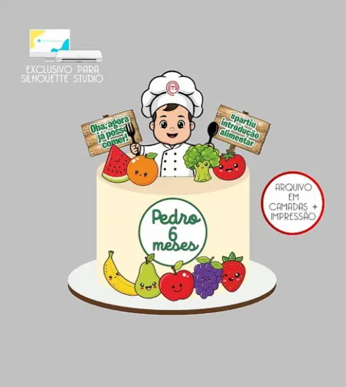 2194 - Arquivo Topo de Bolo Frutinhas Masterchef