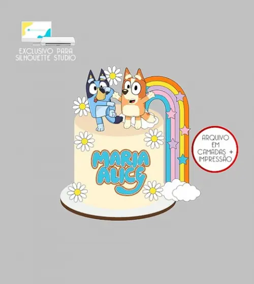 2195 - Arquivo Topo de Bolo Bluey