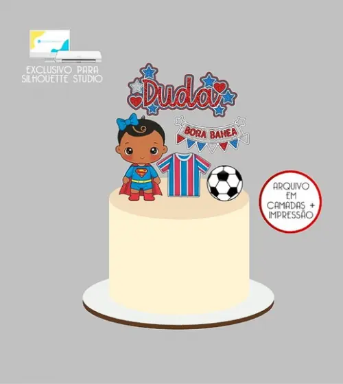 2207 - Arquivo Topo de Bolo Futebol Bahia Menina Baby