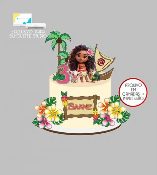 2219 - Arquivo Topo de Bolo Moana Baby