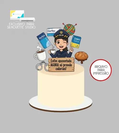 2227 - Arquivo Topo de Bolo Policial Aposentada