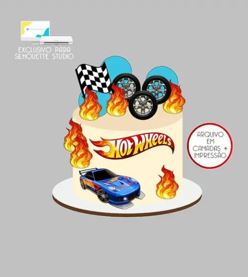 2233 - Arquivo Topo de Bolo Hotwheels