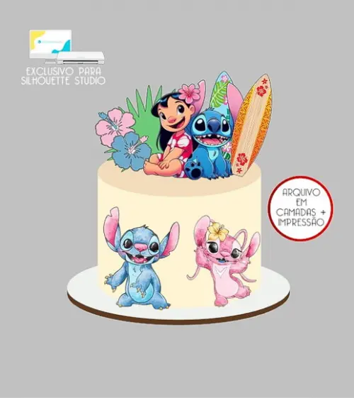 2238 - Arquivo Topo de Bolo Lilo e Stitch