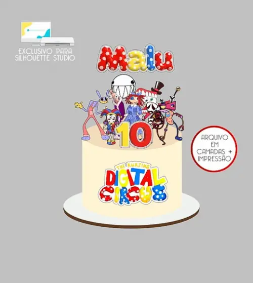 2242 - Arquivo Topo de Bolo Digital Circus